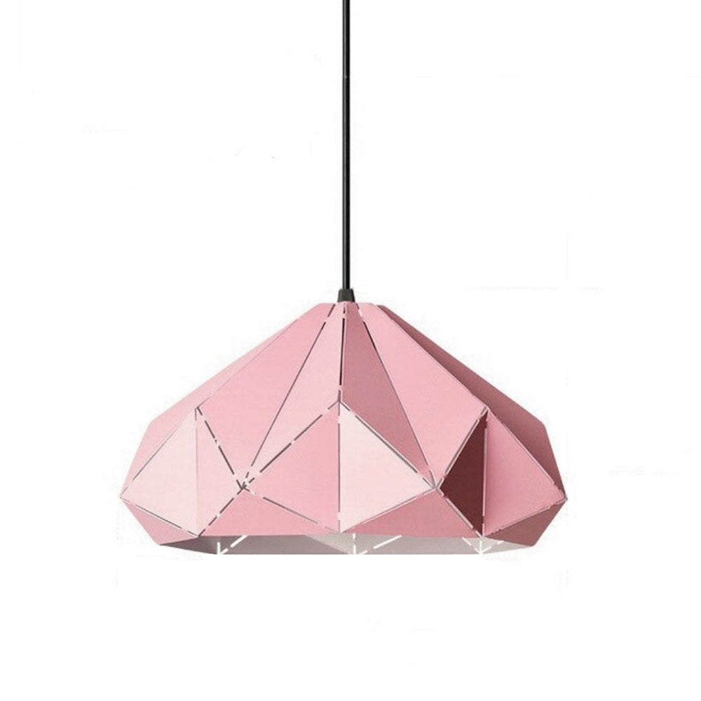 Lámpara colgante metálica rosada Origami I